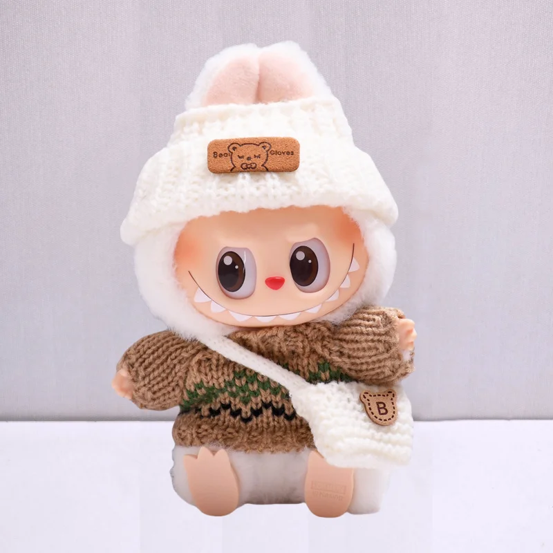 Mini Doll'S Clothes Outfit Accessories For Labubu for Elf doll Knitted Christmas Love twisted solid Santa sweater Clothing