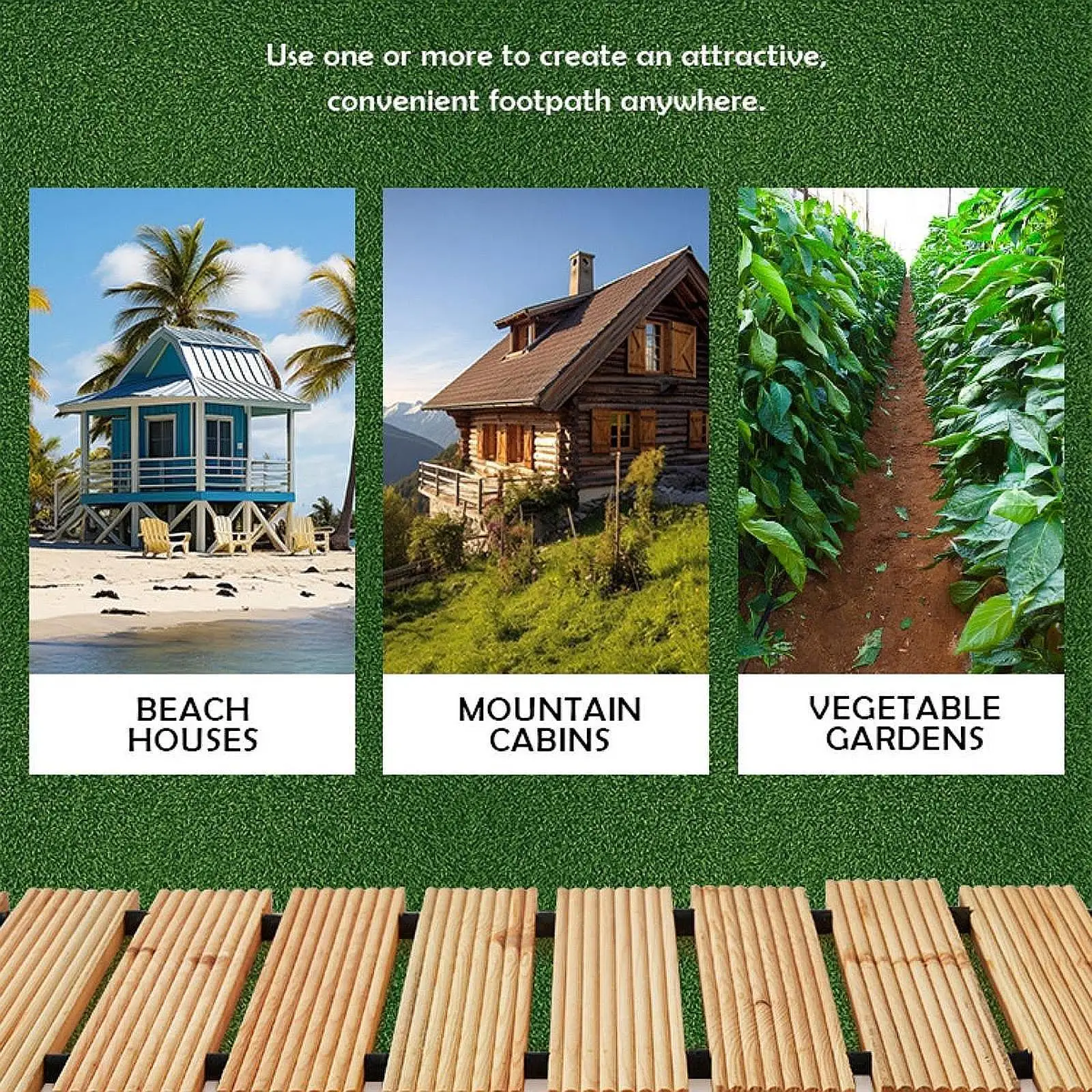 

Wooden Garden Pathway Multifunctional Decor Boardwalk for Garden Beach Patio