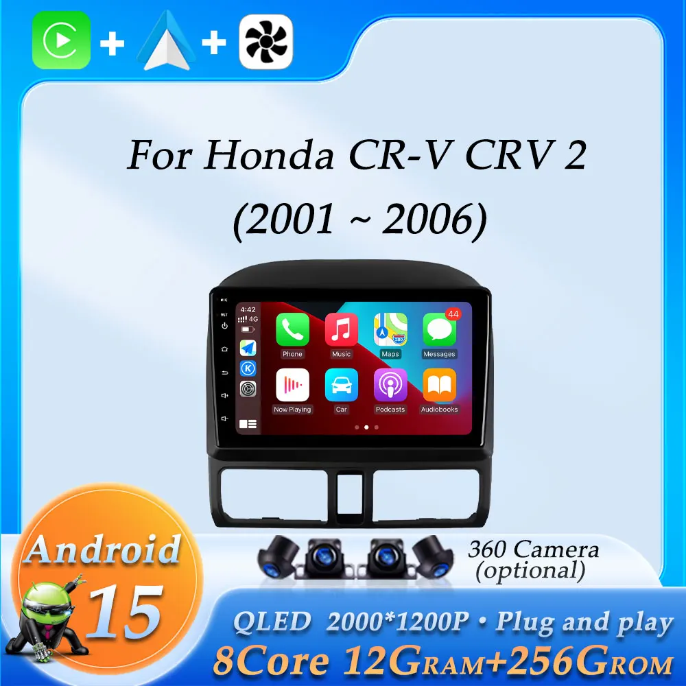 

Android 15 Wireless CarPlay DSP Stereo for Honda CR-V CRV 2 2001 - 2006 GPS Navi Car Radio Video Audio Multimedia Player BT WiFi