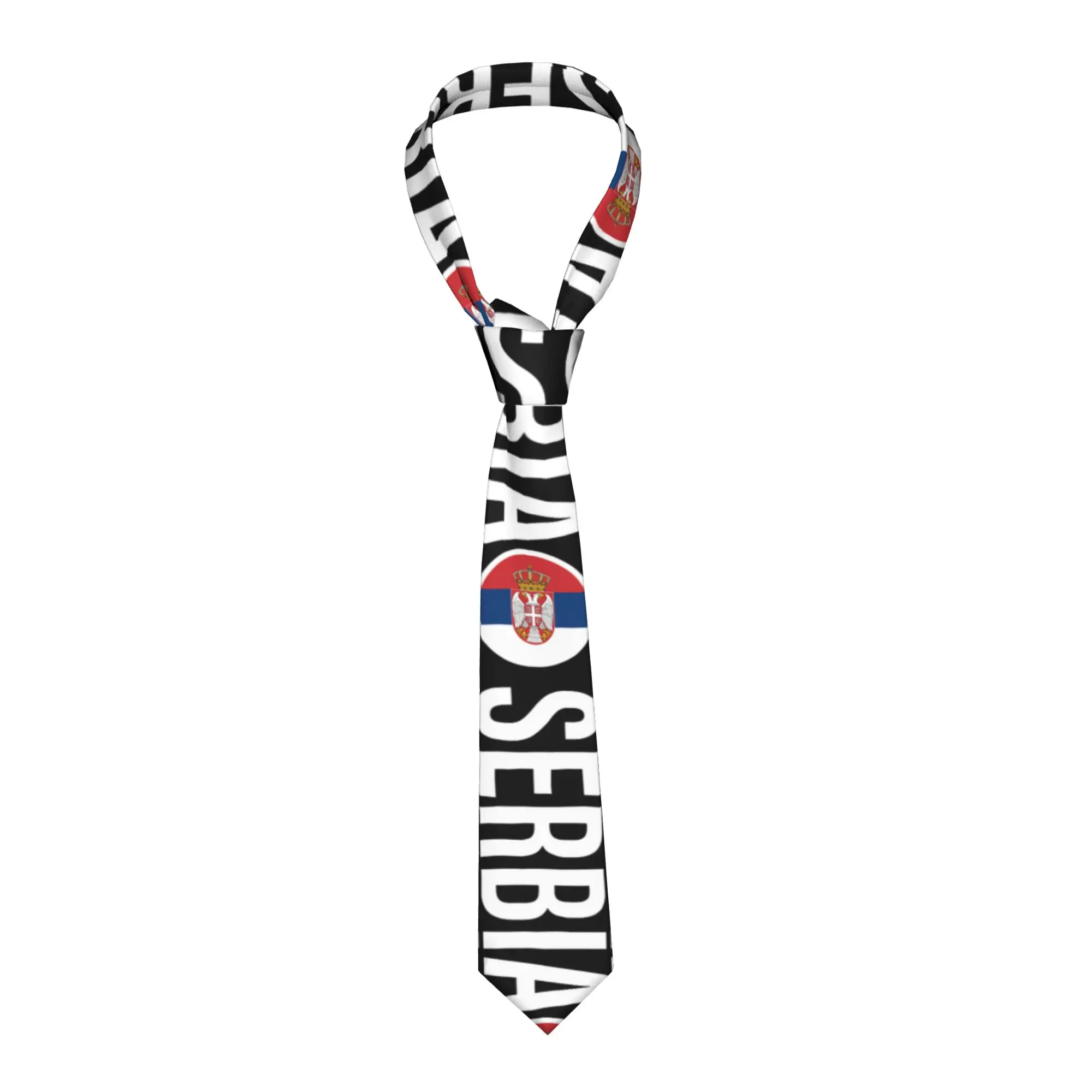 Serbia Flag Vertical Tie  Leisure Neck Ties Men Retro Trendy Necktie Accessories Quality Graphic Collar Tie