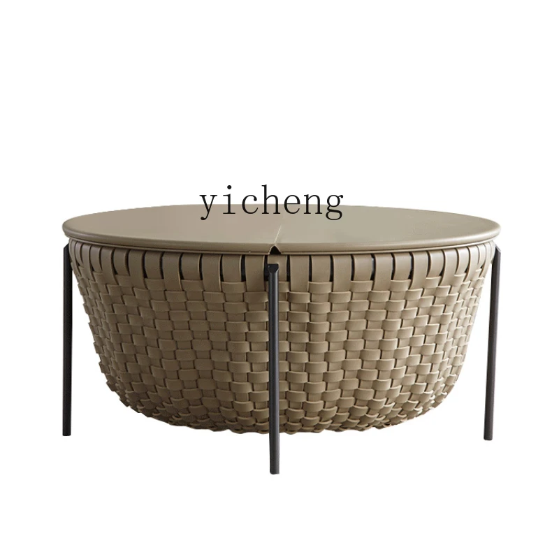 

ZC Sofa Size Side Table round Minimalist Saddle Leather Braided Tea Table Combination