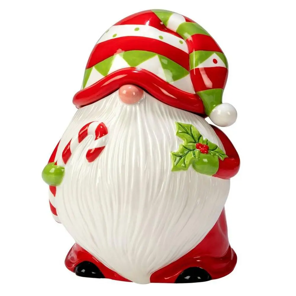 

3-D Gnome Cookie Jar 64oz Holiday Magic Collection Susan Winget Design Festive Home Decor Handwash Only 9.5" H Figure Christmas