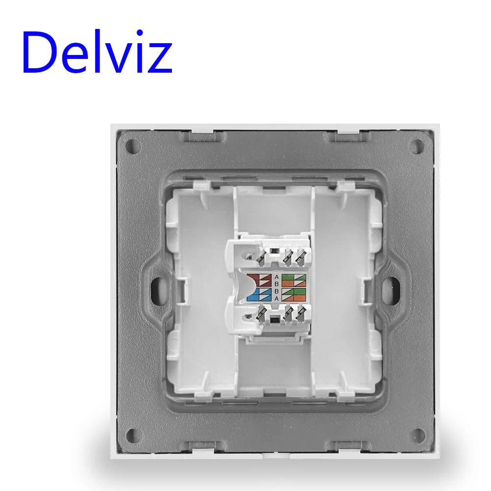 Delviz Computer cable Wall Socket, High strength Tempered Glass, CAT6 Module adapter Panel, CAT6E Cable network Interface Outlet