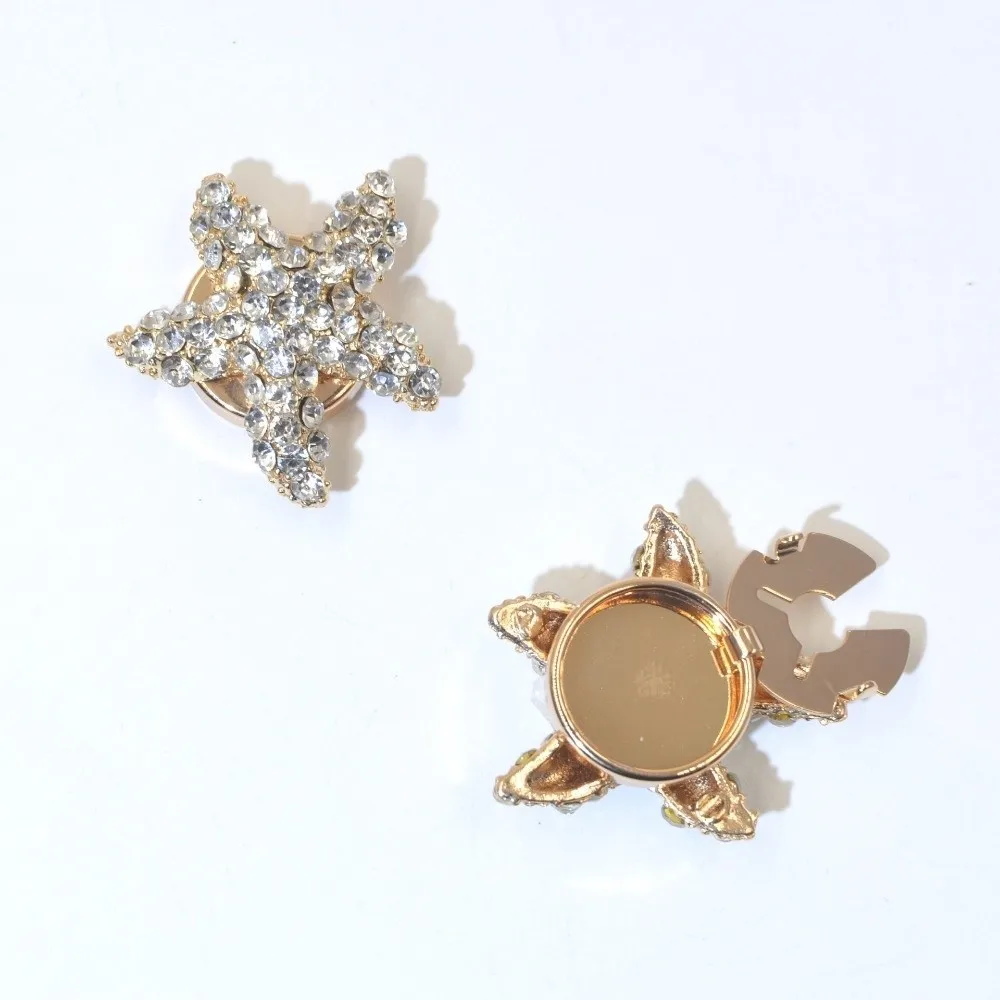 Rhinestone Starfish Cufflinks Pearl Luxury Design Shirt Accessories Button Covers Decoration for Shirts Jacket Accessory