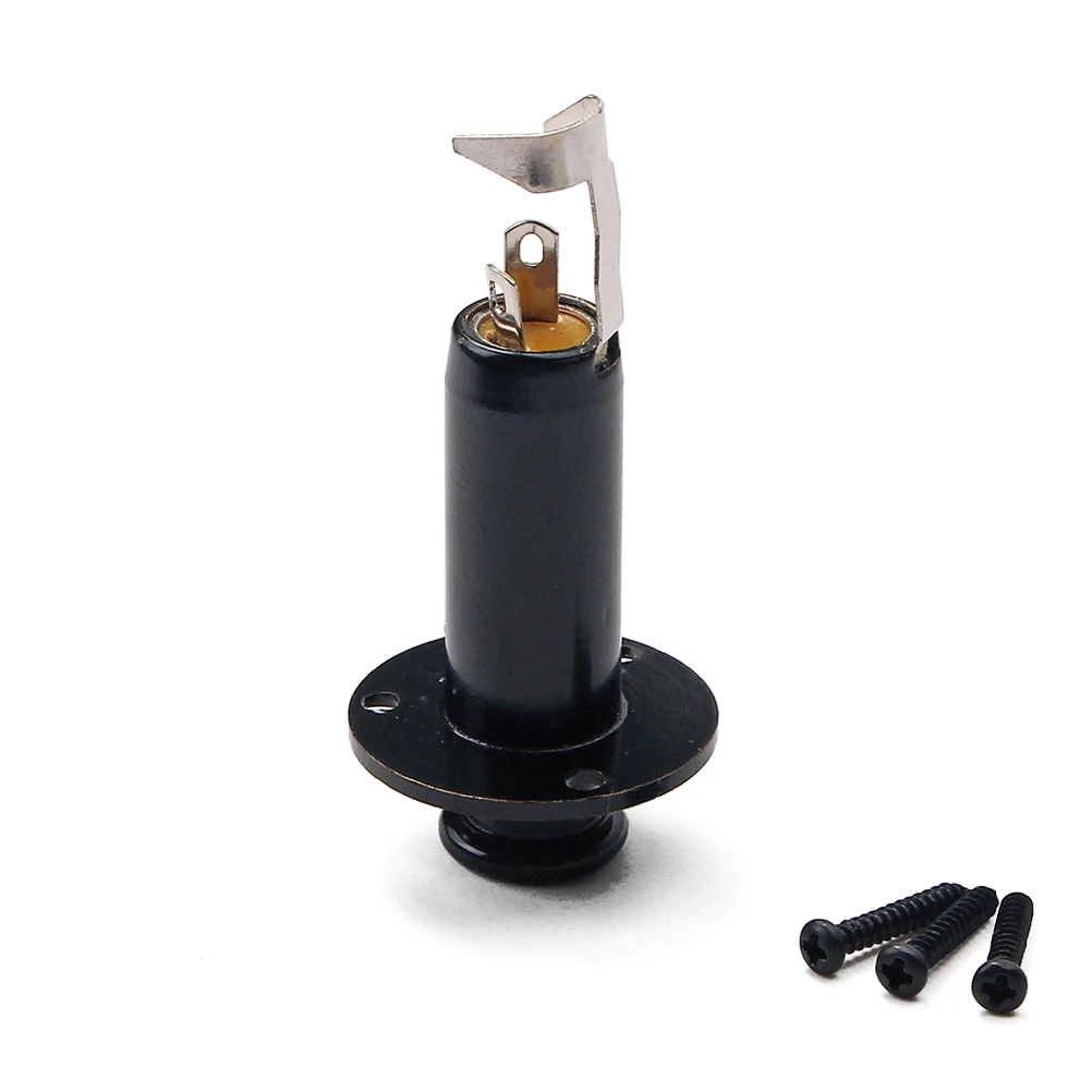 

Black Tube Insert Acoustic Folk Guitar Jack Stereo Plated Endpin Socket Cylinder Output