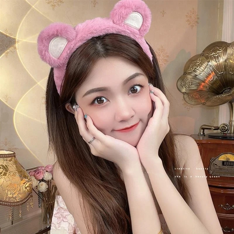 New Fashion Plush Headband Cute Pink Bear Korean Version Face Wash CaomeiBear Women\'s Hairband Hair Accessories