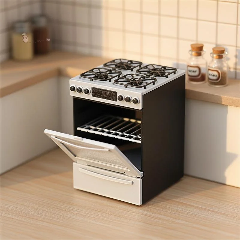 Miniature Gas Stove With Oven Model 1/12 Dollhouse Kitchen Scene Decoration Dollhouse Sand Table Photo Props Pretend Play Toys
