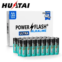 HUATAI PowerFlash AA 48 pcs Alkaline Long-Lasting Batteries, double A, LR06 High-performance Battery for Home, Work, Various Dev