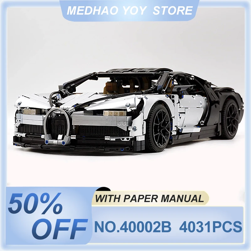 

New 40002B Technical MOC Silver Super Sports Car 1:8 Model Building Blocks Bricks Puzzle Toy Christmas Gift For Adult Boy Friend