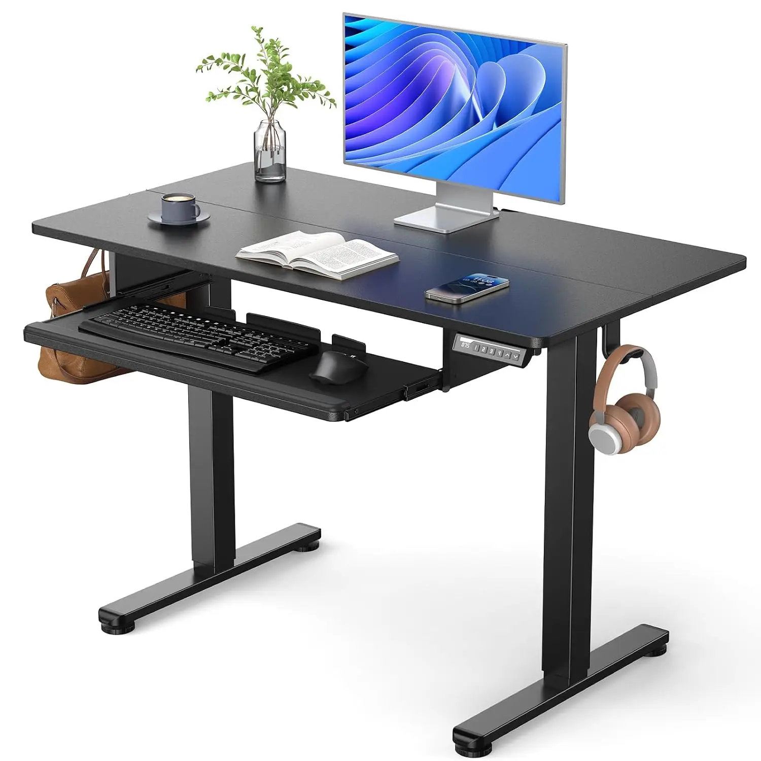 Electric Standing Desk Keyboard Tray 44x24 Inch Adjustable Height Sit Stand Home Office Computer Workstation Black, Customized