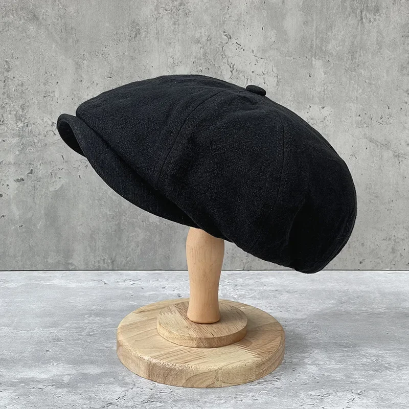 Men New Cotton Linen Big Size 63CM Newsboy Caps Spring Summer Thin Breathable Retro Berets Fashion Casual Octagonal Hats 60cm