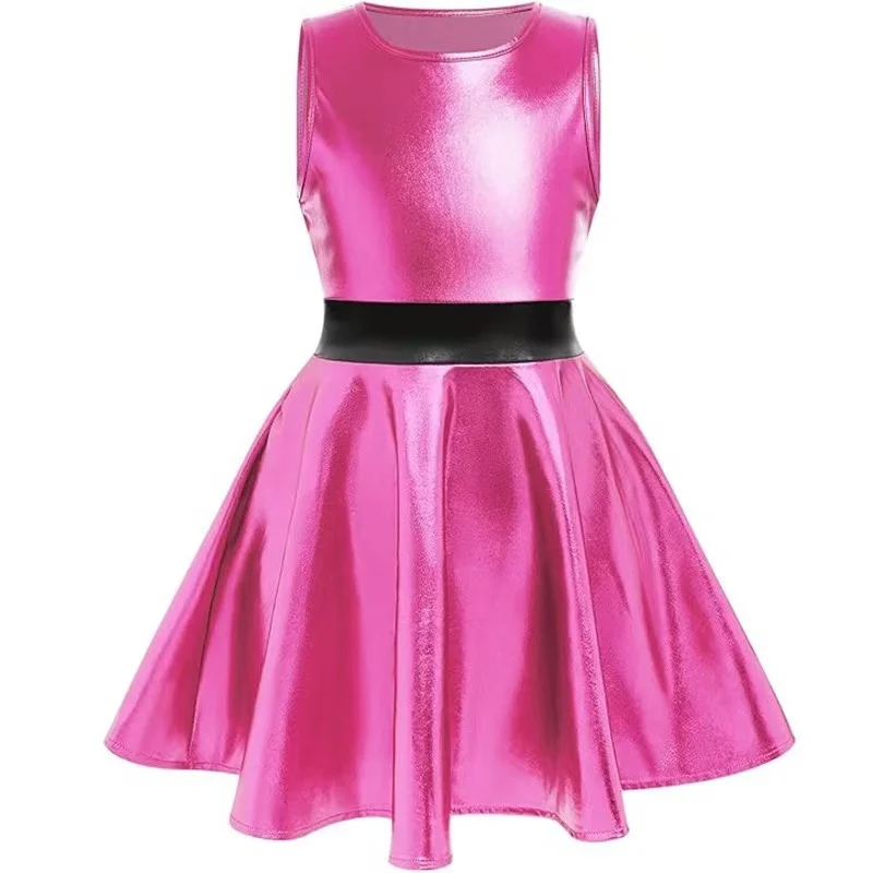 

Girls Halloween Costume Sleeveless Skater Dress Toddler Metallic Dress Glitter Dresses 110-150cm Kids Clothing