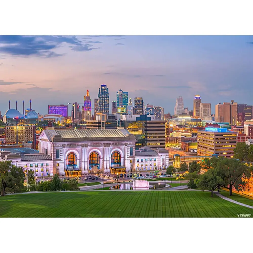 

Diamond Painting City Kansas City Missouri USA Skyline or Adult Painting Kits Diamond Art Perect or Home Wall Decor 12x16 Inch