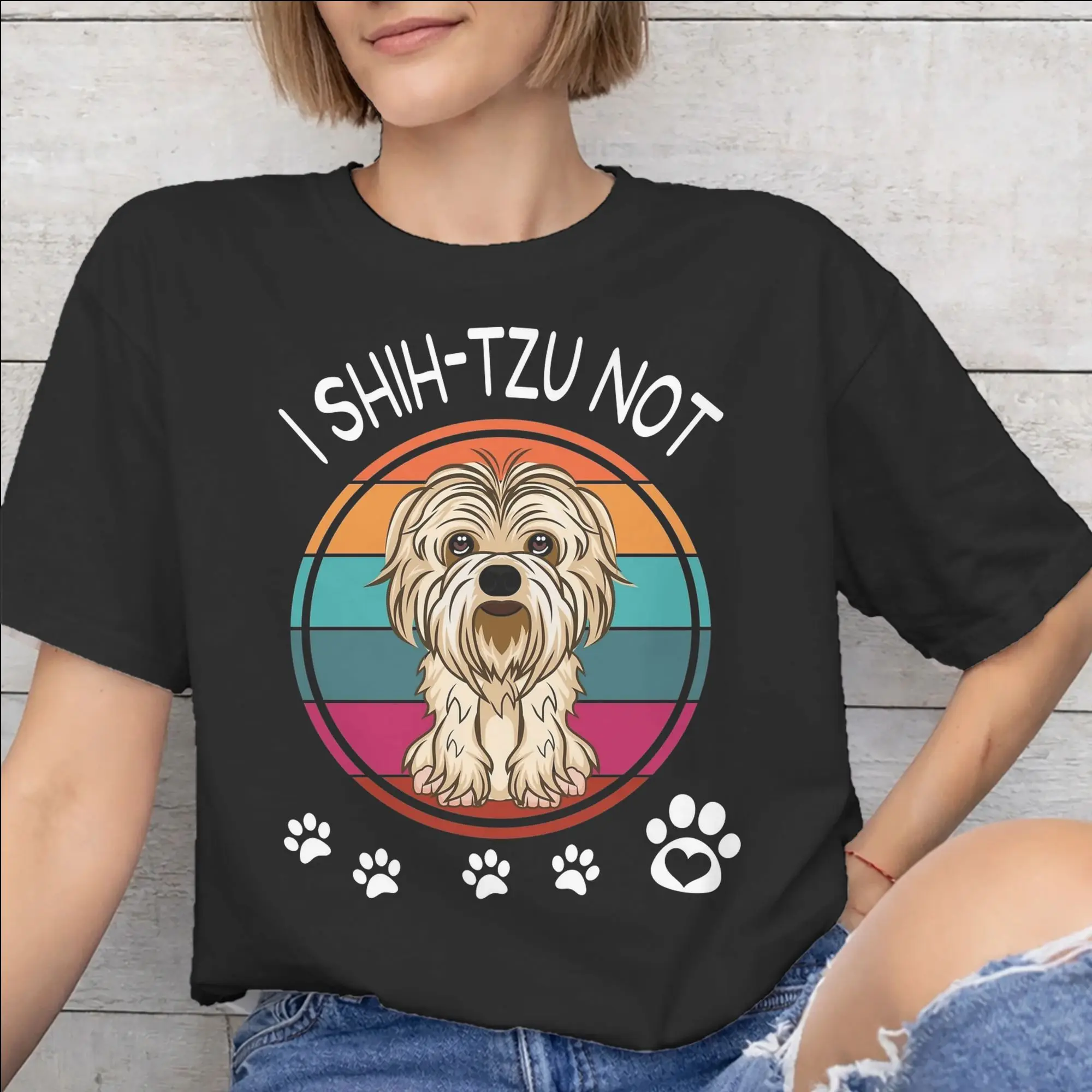 Camiseta de algodón puro para hombre y mujer, camiseta con estampado de I Shih Tzu Not Funny Dog Lover, ropa