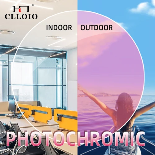 Imagen 1 del producto CLLOIO fotocromático gris marrón rosa púrpura azul lente 1,56 1,61 1,67 1,74 lentes graduadas para miopía hipermetropía progresiva