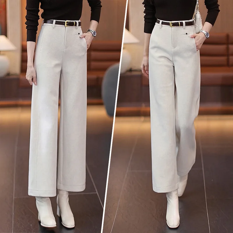 

Woolen Nine-point Pants Thickened Warm Comfortable Casual Narrow Straight Pants