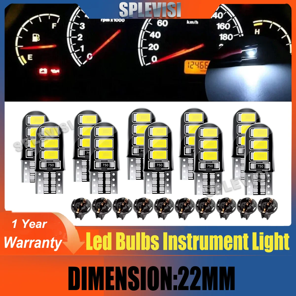 

T10 2835 194 6-SMD Silica gel LED Instrument Panel Gauge Cluster Dash Light Bulb White silicone lamp side light with sockets