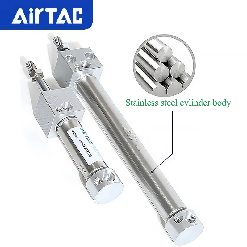 AirTAC MARU Small Pneumatic Cylinder Stainless Steel Double Acting With Cushion MARF20/25/32/40/50/63X10/25/50/75/100/150/200-S