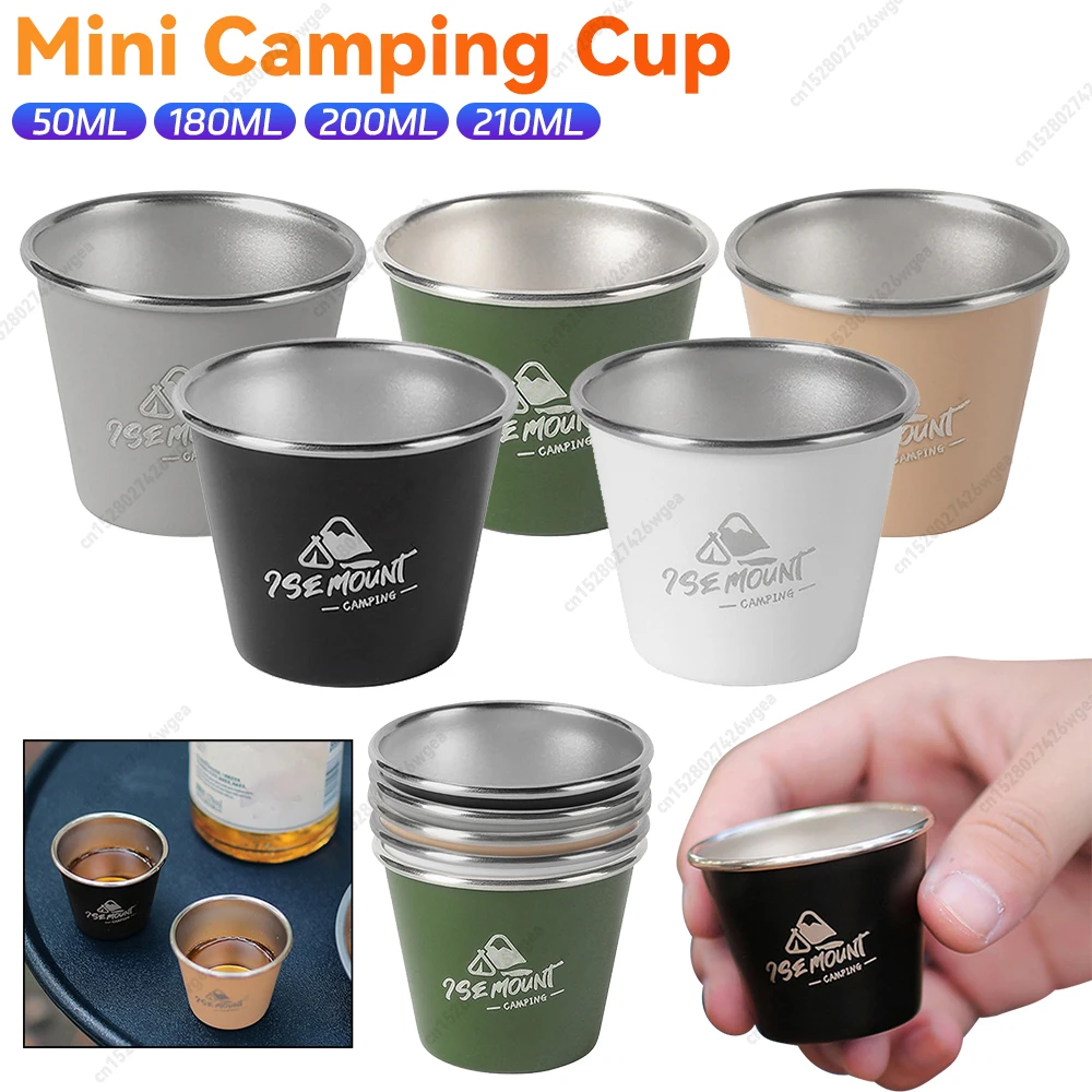 50ML Outdoor Wine Cup Stainless Steel Travel Beer Cup Stackable Mini Coffee Mug Portable for Hiking Fishing Climbing