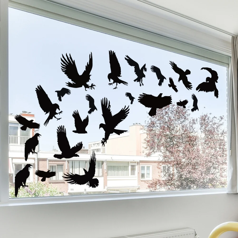 Non-Adhesive Bird Silhouette Clings for Windows That Provide Year-Round Protection Against Avian and Visual Interest