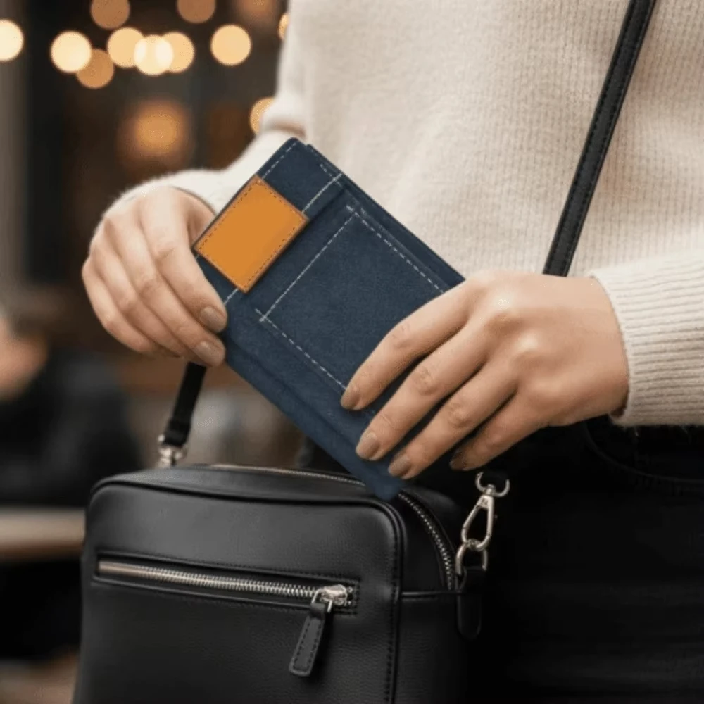 

Creative Retro Mini Jeans Shaped Wallet Slim Bifold Pocket Pants Card Holder Compact Size Portable Foldable Change Bag Gift