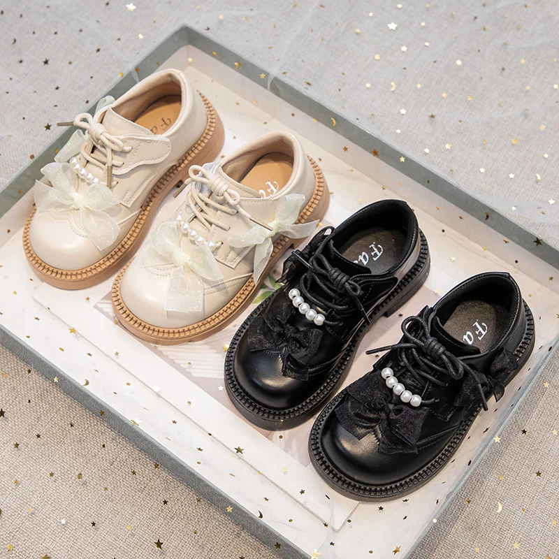 

2025 New Spring Girls Fashion Sweet Small Leather Children's New Style Princess School Student Loafer Flats Shoes Детская Обувь