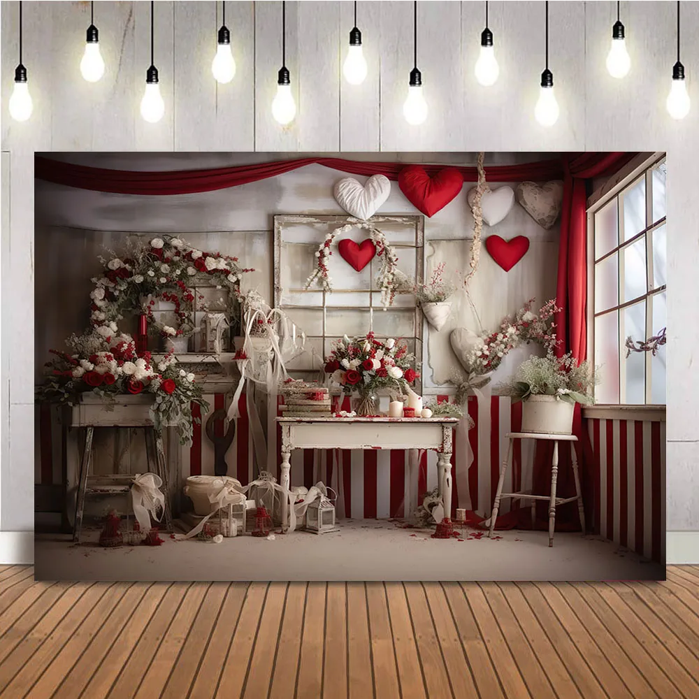 Rustic Wood Flowers Background Tool house Valentine's Day Photo Backdrop Studio Newborn Kids Portrait Photoshoot Banner