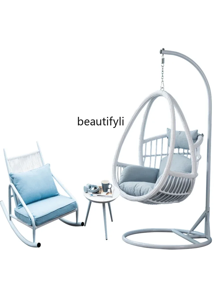 

Hanging Basket Rattan Chair Balcony Leisure Indoor Swing Home Lazy Hammock Outdoor Cradle Chair Glider