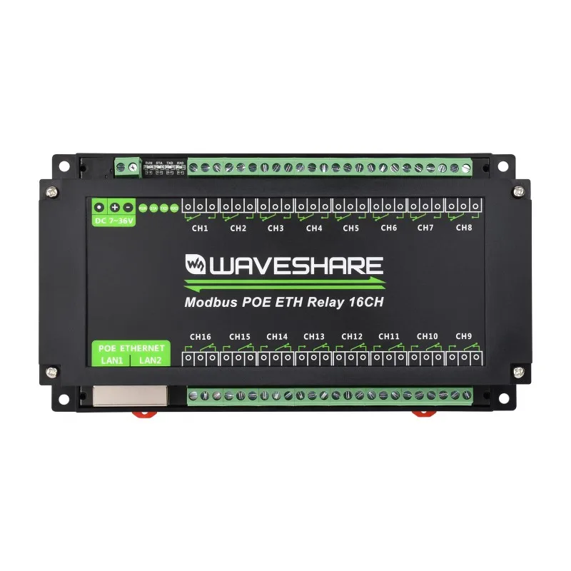 2026 16-Ch Ethernet Relay Module, Modbus RTU / Modbus TCP Protocol, Ethernet Port Communication