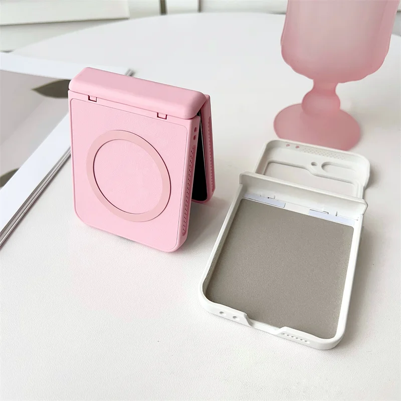 Для Samsung Galaxy Z Flip 7 6 5 4 3, роскошный защитный чехол из искусственной кожи с магнитной петлей на заднюю панель