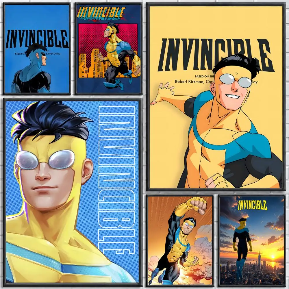 TV Series Invincible Poster Self-adhesive Art Waterproof Paper Sticker Coffee House Bar Room Wall Decor