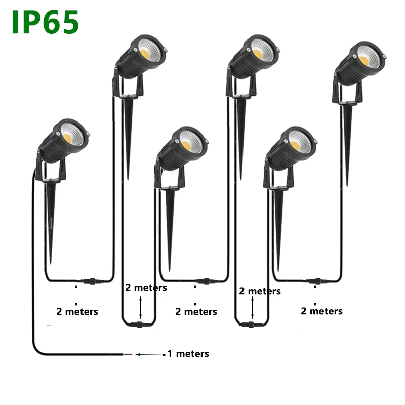 

7W LED Spike Lawn Lamp Garden Lighting Terrace Decoration Path Spotlights AC220V DC12V/24V Waterproof with 2m Wiring