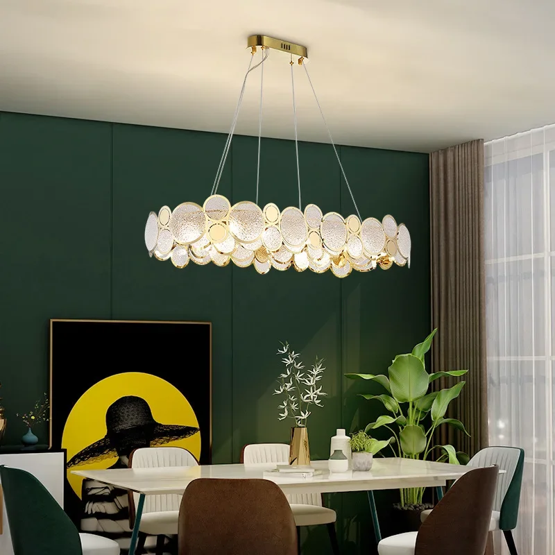 

Stainless Steel Glass Ceiling Chandeliers ModernLED Round Dining Living Room Pendant Lamps Lamparas Colgantes Para Techo Lights