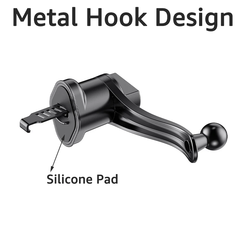 Universal Magnetic Car Phone Holder with Metal Hook 360° Rotation Car Air Vent Cell Phone Mount for iPhone 15 14 MagSafe Samsung