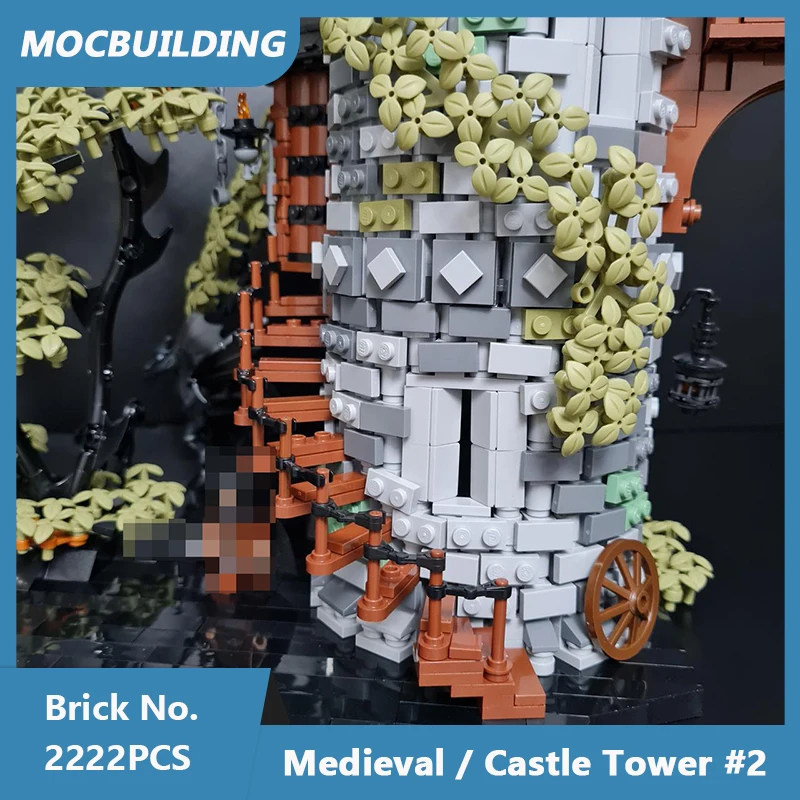 مكعبات بناء MOC برج قلعة العصور الوسطى # 2 منازل المدينة نموذج DIY تجميعها الطوب العمارة عرض هدايا عيد الميلاد 2222 قطعة