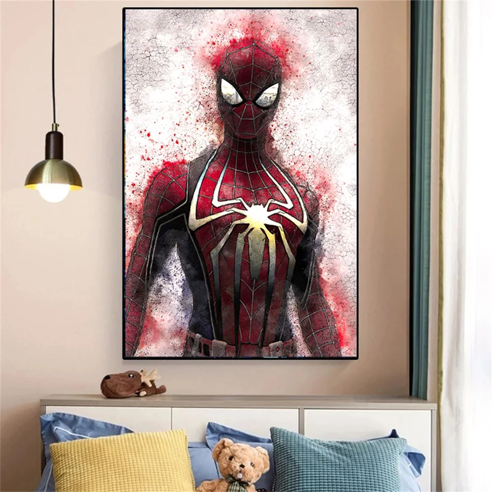 Disney Spiderman Canvas Painting Abstract Superhero Watercolor Art Poster Print Wall Art Picture For Kids Room Home Decoration