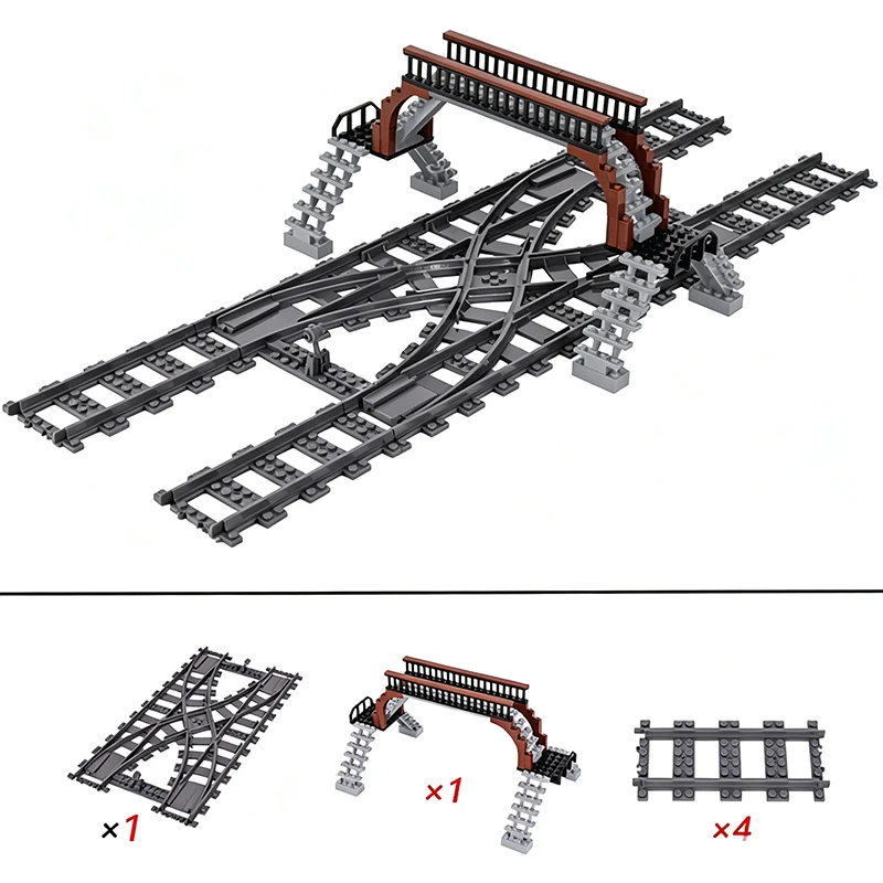レゴmoc-diy円形線路高架橋シーンビルディングブロック、都市鉄道、鉄道ブリック、おもちゃ、鉄道車両と互換性があります。