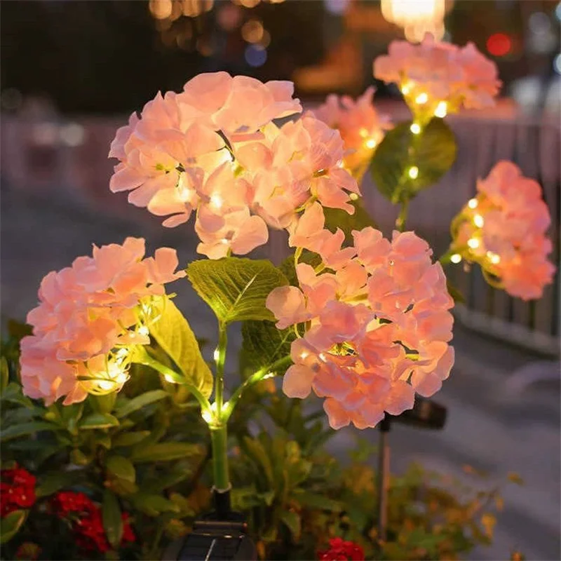 

LED Simulation Flower Solar Light Hydrangea Lamp Garden Outdoor Embroidered Ball Flower Lights Yard Flower Bed Beach Decoration