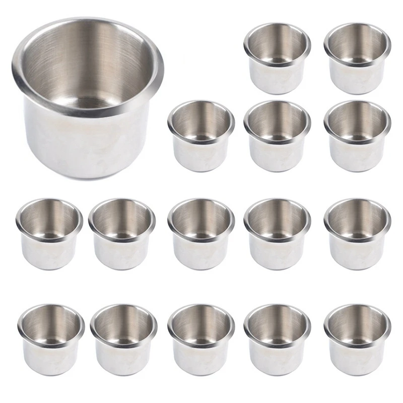 16Pcs Universal Marine Boat Cup Holder 68X55mm Stainless Steel Drop In Drink Cup Holder For Poker Table Couch