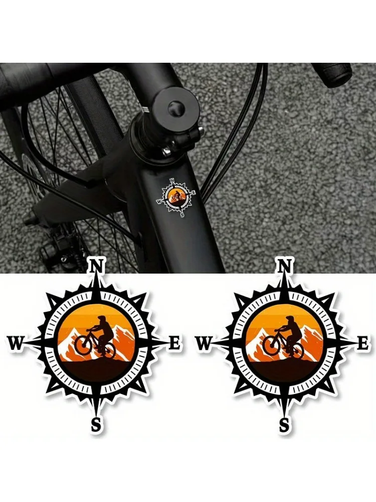 AliExpress NONE 2Pcs 2D PET Compass Riding Stickers Scratch Concealing Decals for Bicycle Seat Post Frame Outdoor Decoration Laptop Stickers