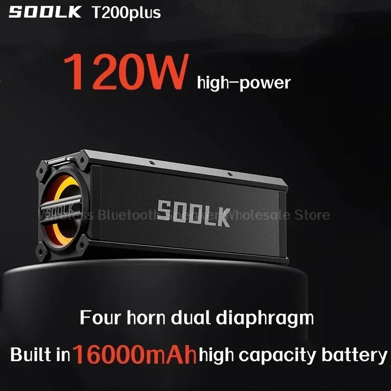 SODLK-T200 120W German Portable Bluetooth Speaker Powerful Wireless Bass Speaker TWS Bass Sound System 16000mAh Battery Boombox