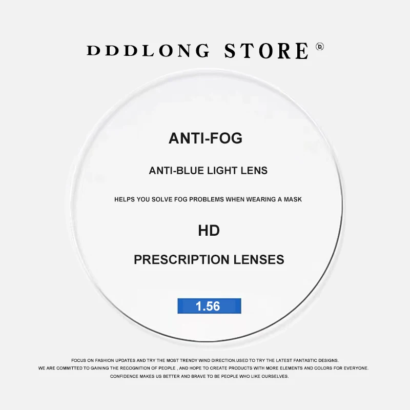 DDDLONG Anti-Fog Blue Light Blocking Series Optical Prescription Glasses Lens CR-39 Resin Aspheric Glasses Anti Fog Lens