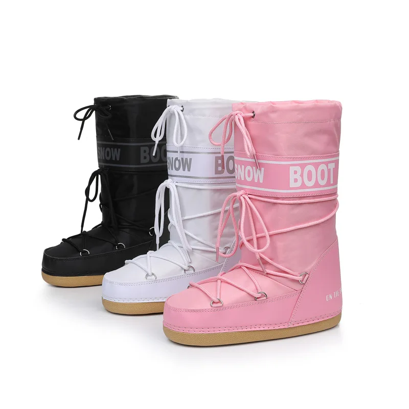 

European Women's Waterproof and Non-slip Cloth Space 2025 New platform heels Short Tube Thickened Warm Snow Boots