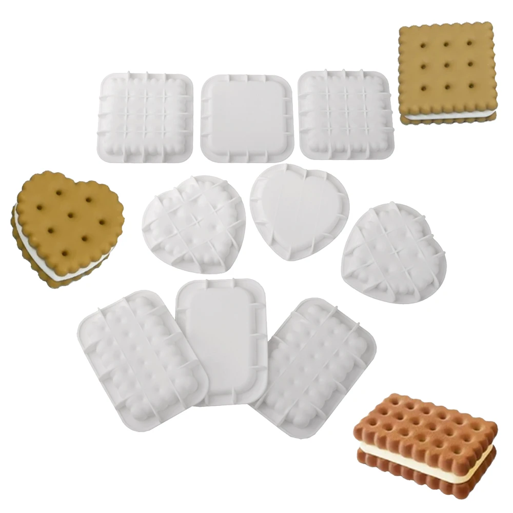 Heart Shaped or Square or Rectangular Sandwich Biscuit Mold Silicone Chocolate Moulds Cake Mold Kitchen Dessert Baking Tools
