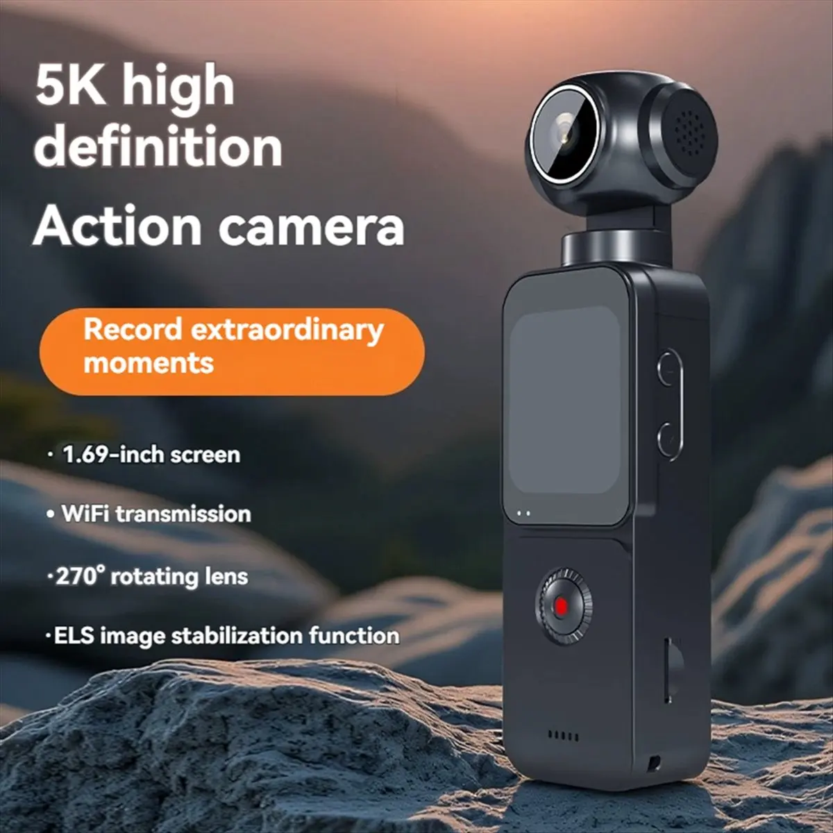 Punctual- 5K Portable Video Camcorder Anti-Shake 270 Rotatable Vlog Wifi Travel Recorder Sport Action Camera with Microphone