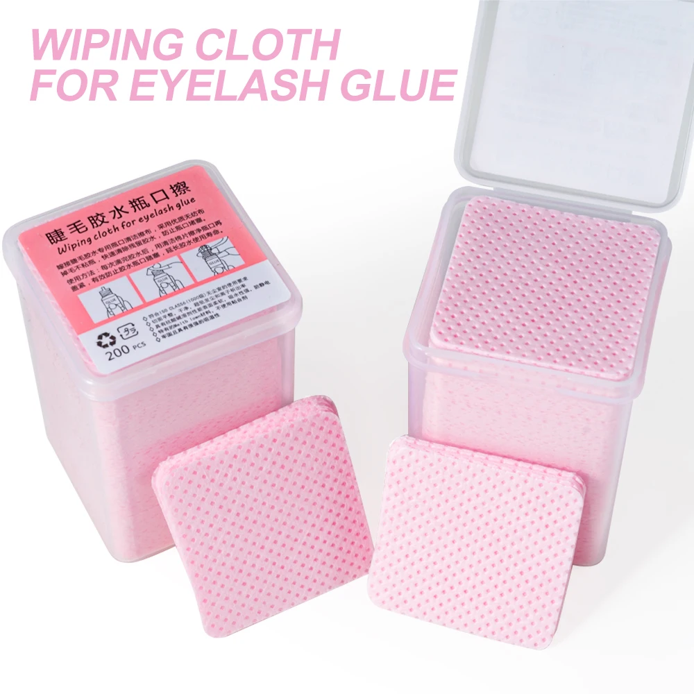 200/300/600pcs Lint Free Nail Wipes Non-Woven Fabric Nail Cleaning Pads Pink Lash Extensions Glue Cleaning Wipes Salon Supplies