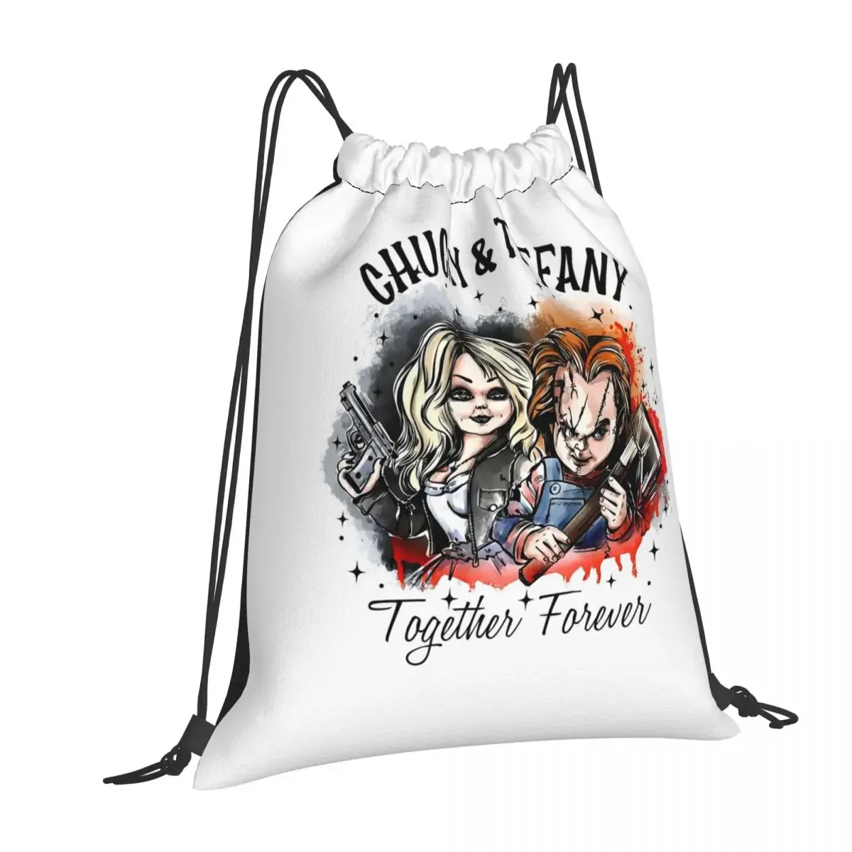 Bride Of Chucky Tiffany Horror Film Movie Backpacks Portable Drawstring Bundle Pocket Sports Bag Book Bags for Travel School