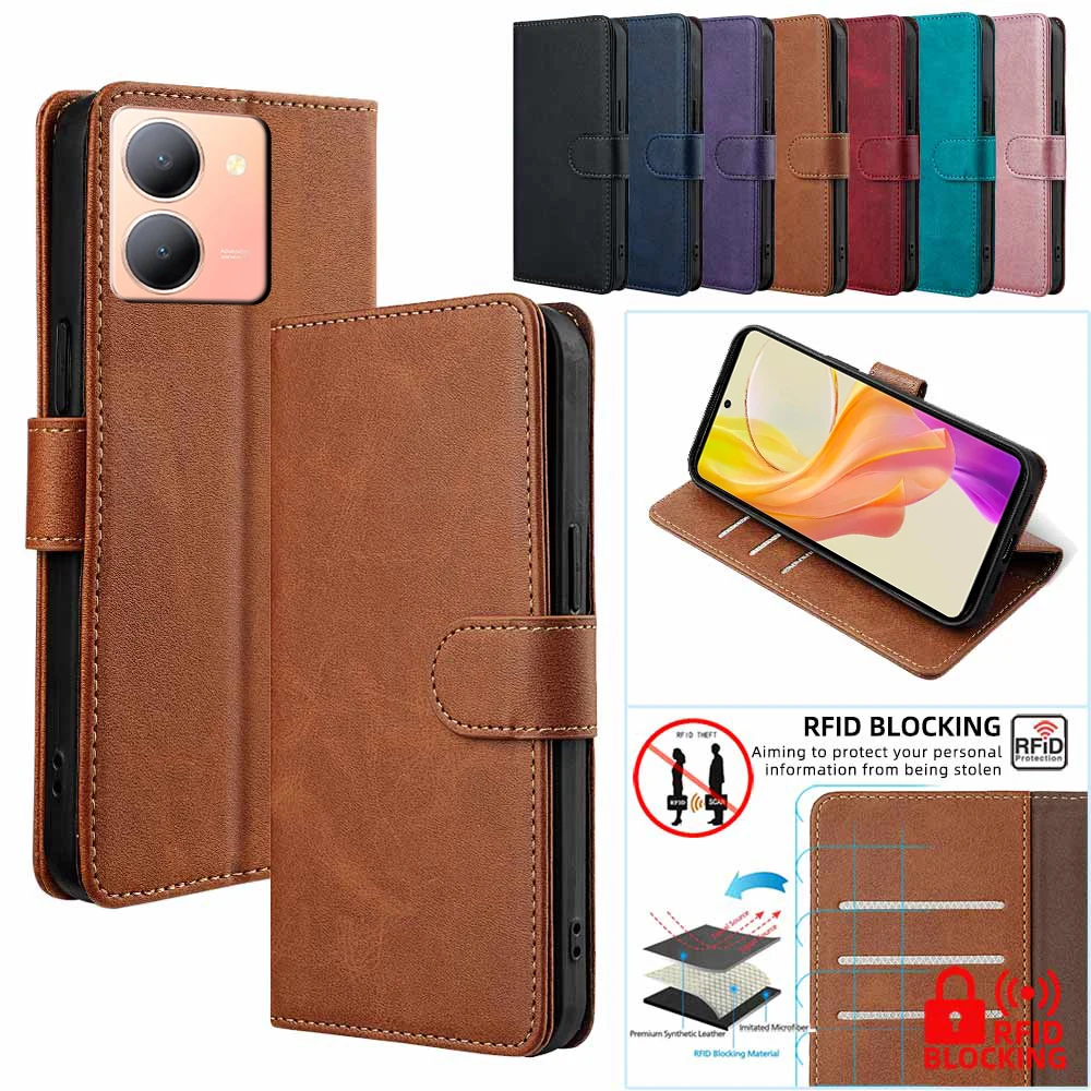 For VIVO Y27 Wallet Case Multi-color Flip Leather Cover For Vivo Y18 Y33S Y33 Y32 Y31 Y27 Y27S Y21S Y20 Y17 Magnetic Book Case