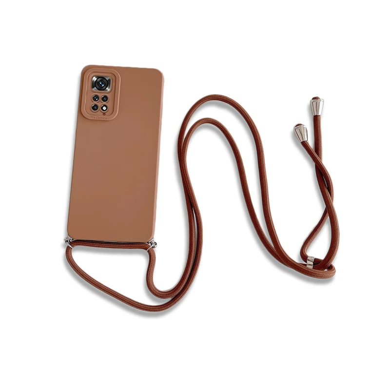 Capa de cordão de silicone para Xiaomi, Redmi Note 10, 9, 8, 7, 11 Pro, 4G, 11 Pro, 5G, Note10 S,