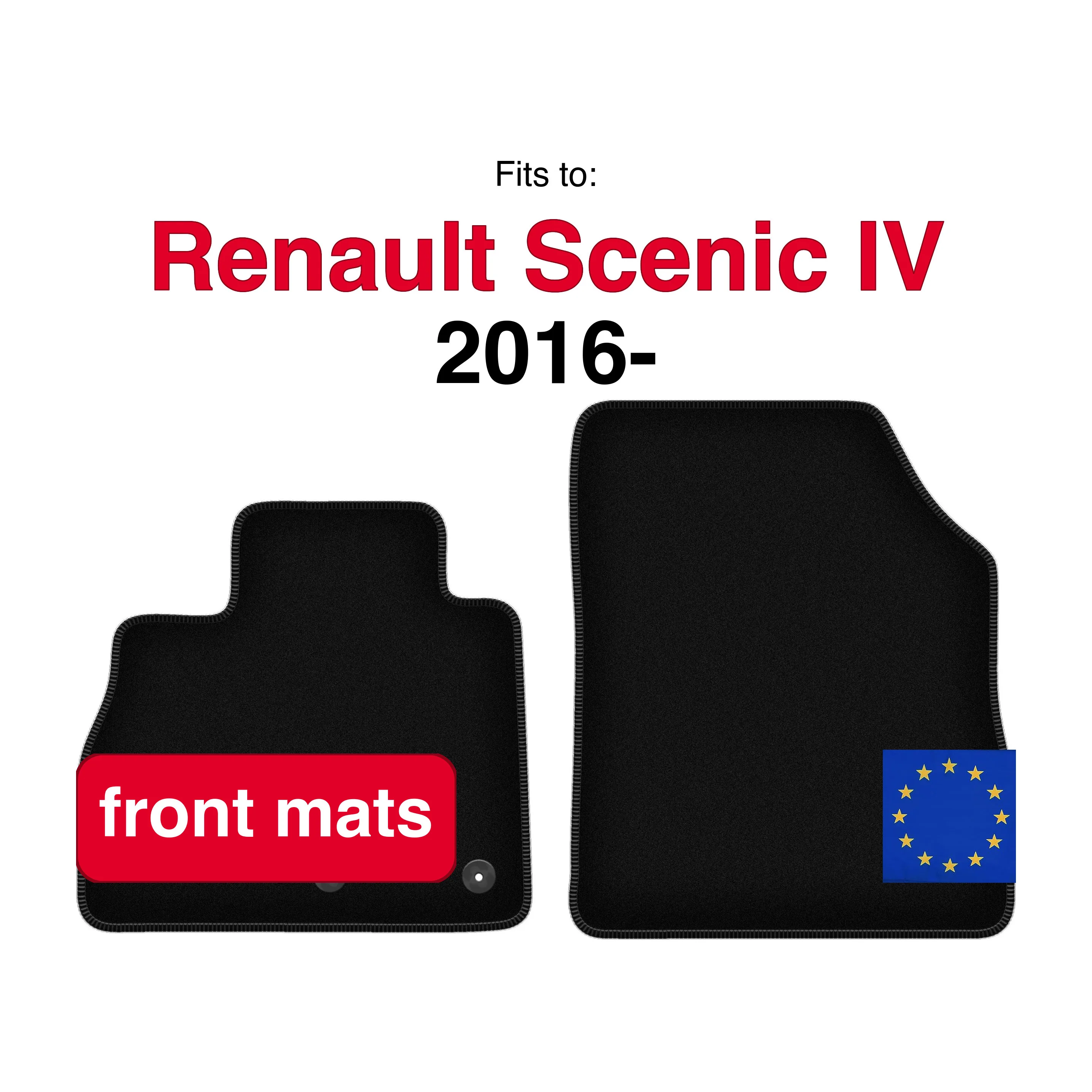 Velours vloermatten voor Renault Grand Scenic IV minivan (2016-) - Zwart (2 stuks) set auto vloermatten voorin